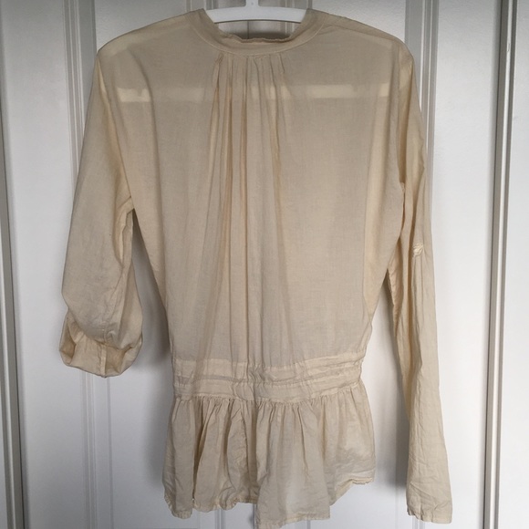 Cinched Waist Cotton Frock/Blouse Sand Color - Picture 7 of 8